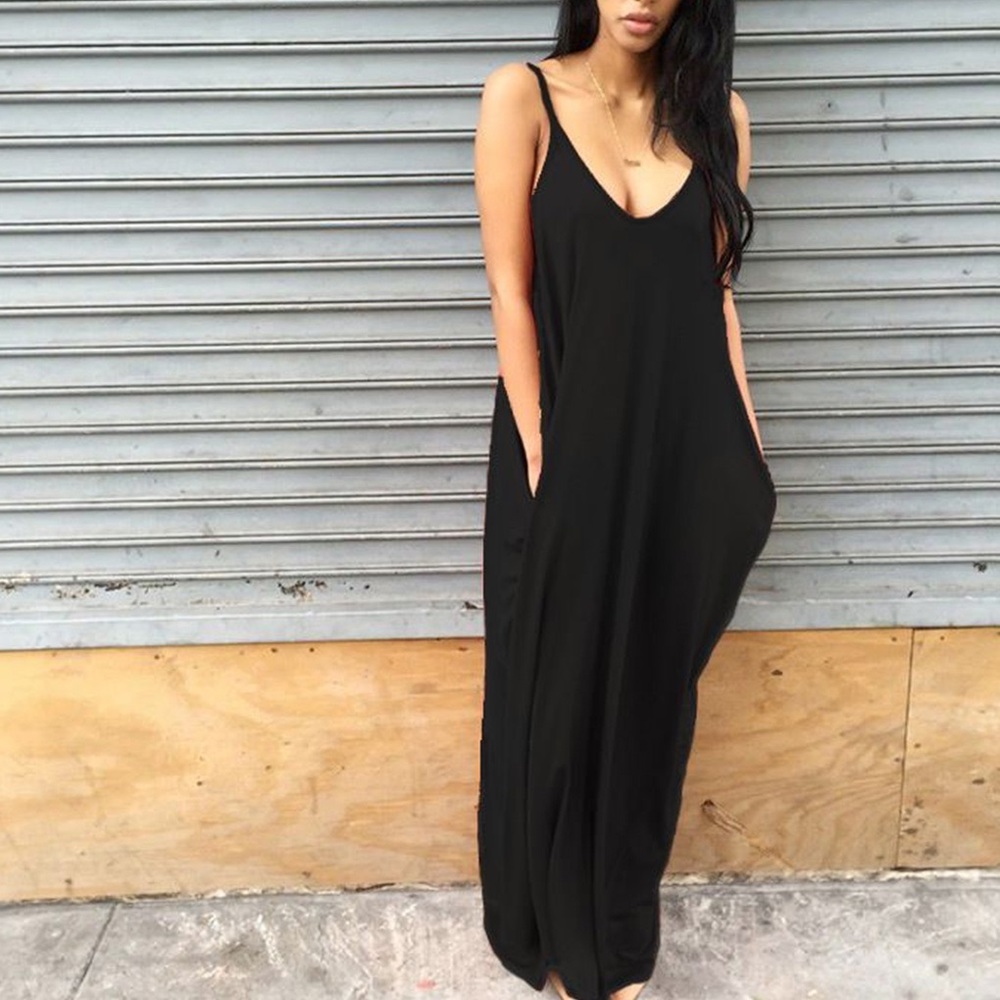Zenana Women's Sleeveless Knit Maxi Dress with Pockets